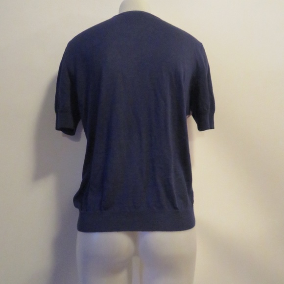 CHOCHENE ITALIA BLUE/LAV/WHT CARDIGAN SWEATER 4* - Picture 4 of 5